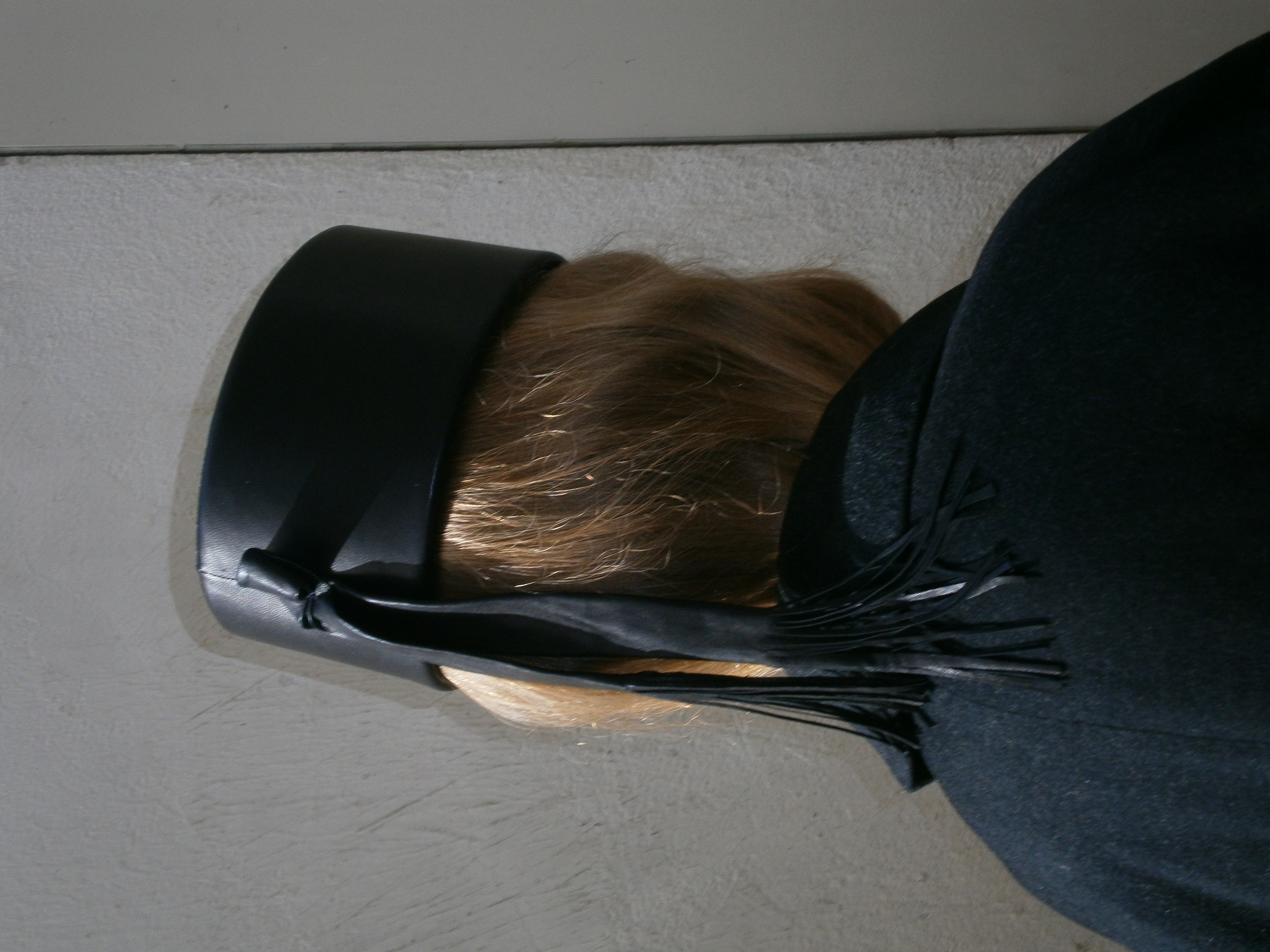 Black goat leather toque